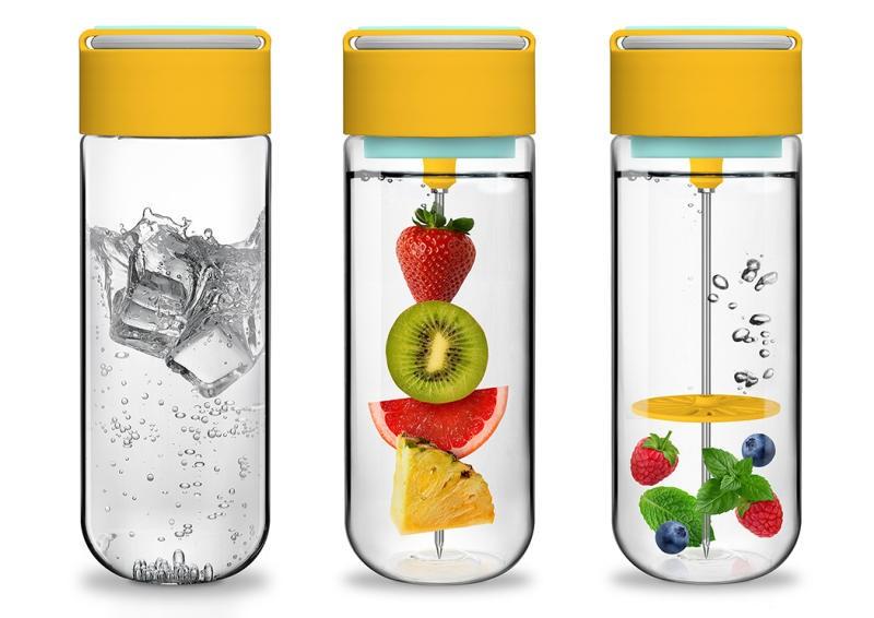 This Perfectly Designed Water Bottle Contains Fruit Skewer