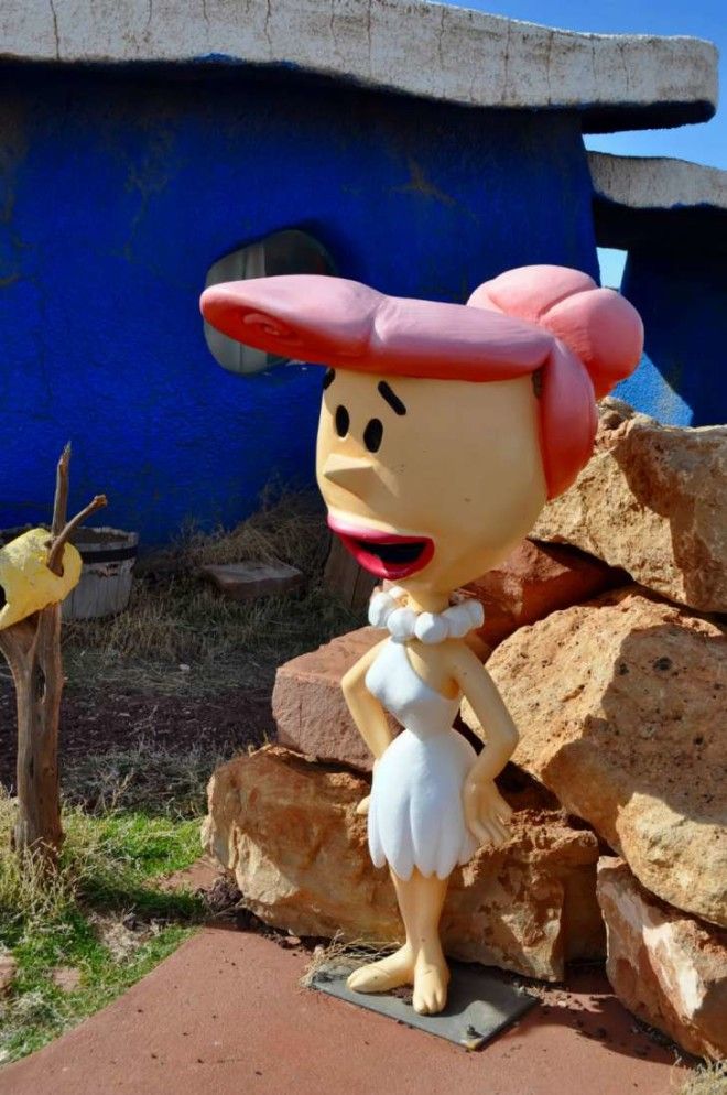 A statue of Wilma Flintstone at Bedrock City in Arizona