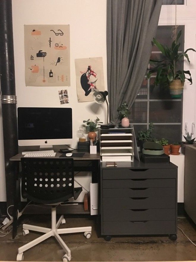 I'm a graphic design freelancer and do most of my work from home. Making my studio functional and yet, not hard on the eyes was a fight in my tiny apartment. —jackiej414f1f042