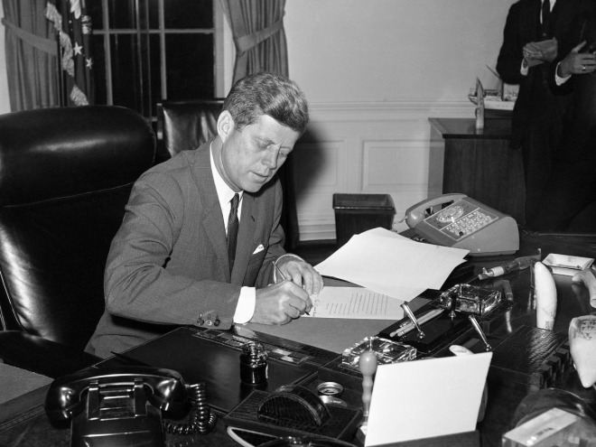 When it came to John F. Kennedy's workspace in 1962, one desk phone wasn't enough.