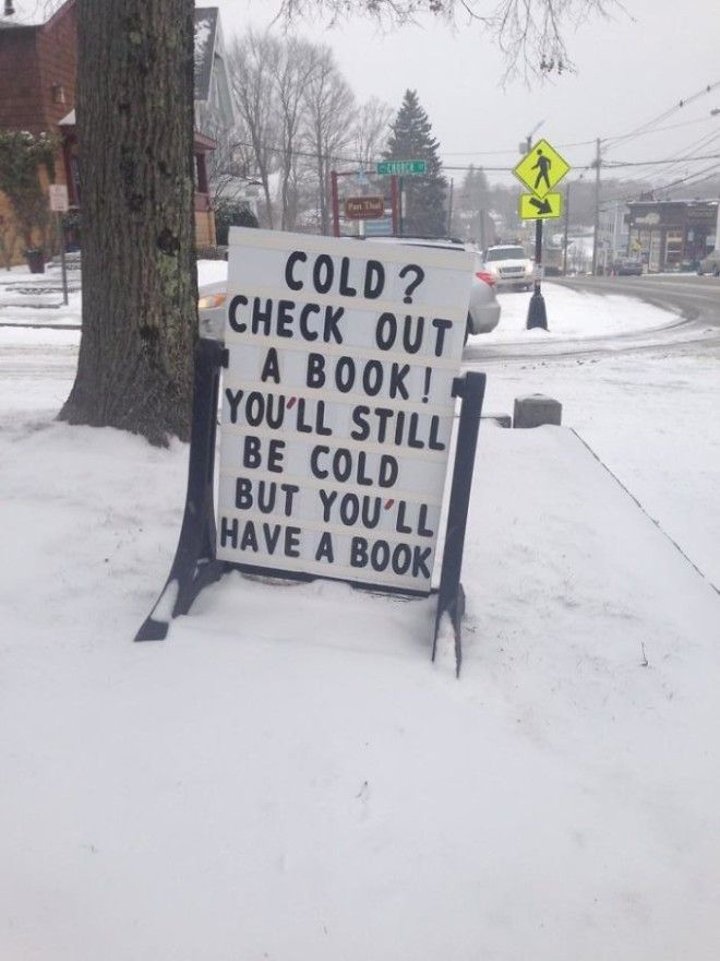 My Towns Public Library Has A Clever Blizzard Solution