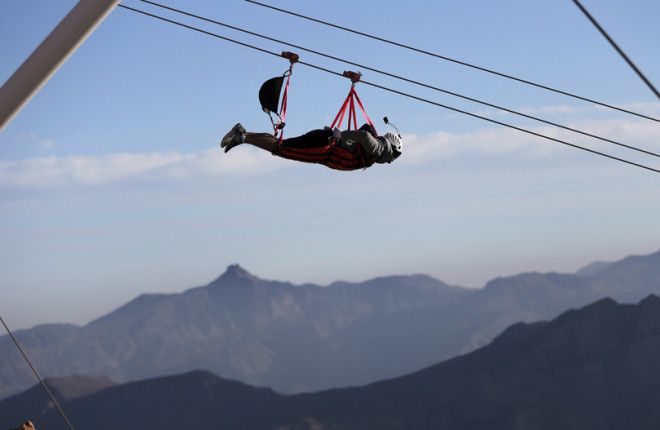 The world's longest zip-line. Credit: PA