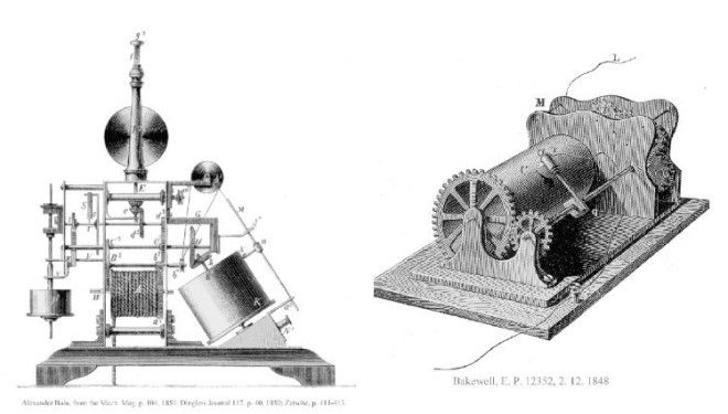 Alexander Bain's and Frederick Bakewell's Facsimile Machines