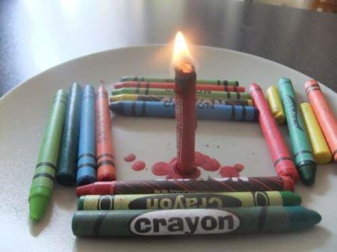 Crayons can also substitute for candles in a pinch.