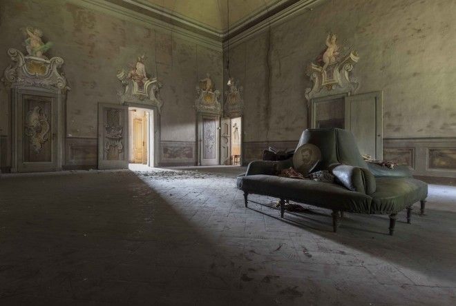 The living room of a villa near Milan that was recently restored. 