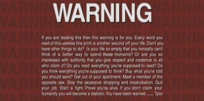 This Is The Warning Screen On The Home DVD Version Of Fight Club