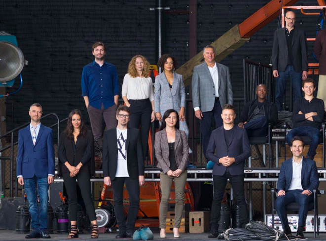 First Row Sean Gunn Hannah JohnKamen Director Scott Derrickson Executive Producer Trinh Tran Jeremy Renner and Paul RuddSecond Row Director Jon Watts Casting Director Sarah Finn Tessa Thompson VP Physical Production David Grant Don Cheadle and Tom HollandThird Row Director Peyton Reed