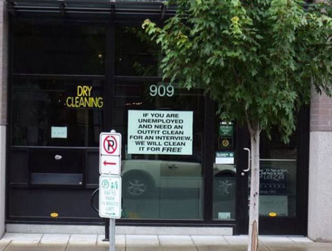 When this dry cleaner offered free services to anyone that was in need. When this dry cleaner offered free services to anyone that was in need.