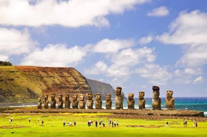 CHILE FEBRUARY 6 Moais of Ahu Tongariki on Easter Island Chile