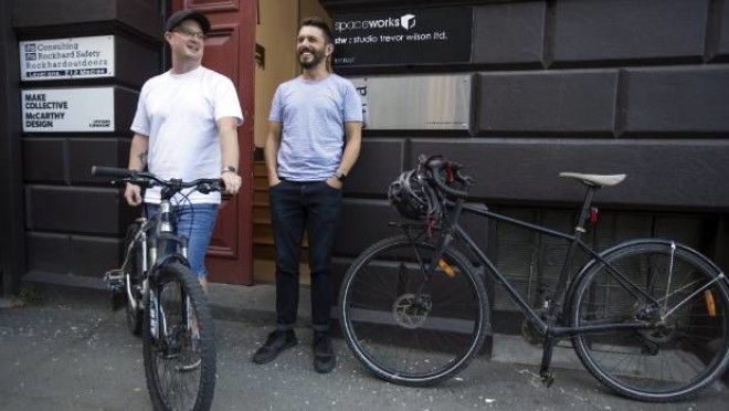 Elliot Gilmore, left, says biking to work was "hard" at first, but he's keen to make it a regular thing both for the ...