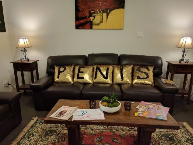 My Wife Bought New Couch Pillows You Can Draw On Immature Me Couldnt Resist