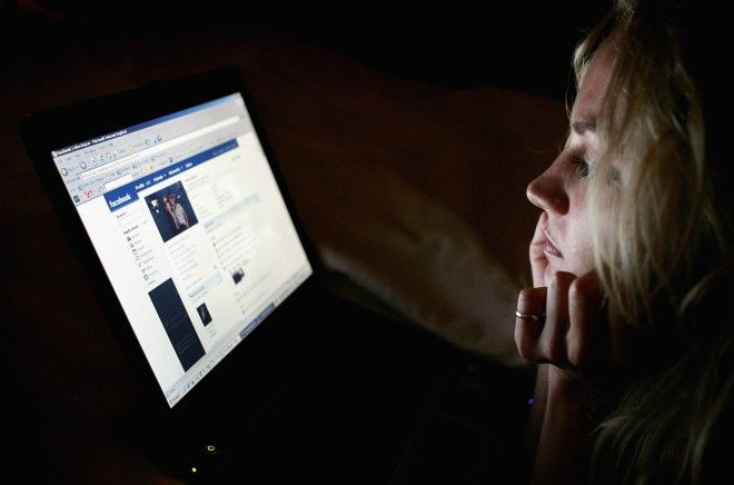 Woman looking at social media