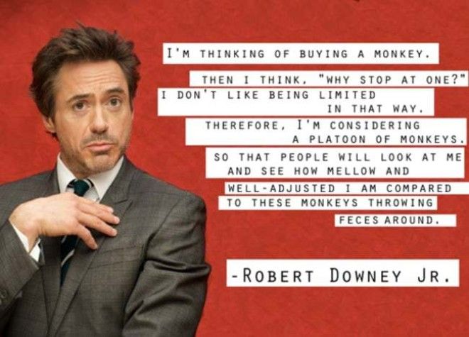 Monkeying Around with Robert D is listed (or ranked) 6 on the list 22 Funny Celebrity Quotes All Bros Can Totally Relate To