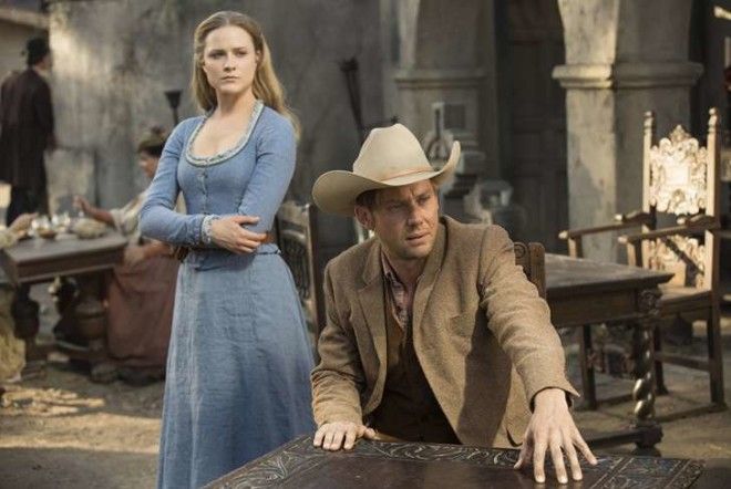 Evan Rachel Wood and Jimmi Simpson in 'Westworld'
