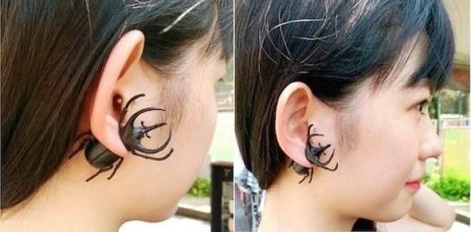 This rhinoceros beetle earring