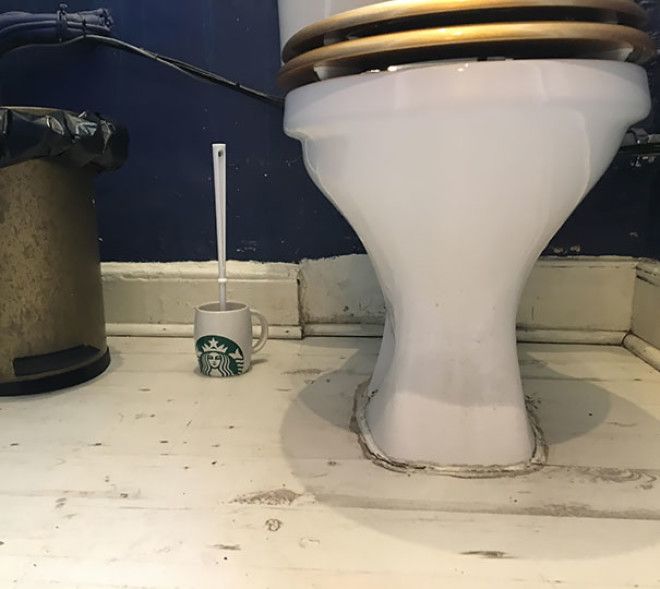 My Local Independent Coffee Shop Uses A Starbucks Mug For Its Toilet Brush Holder