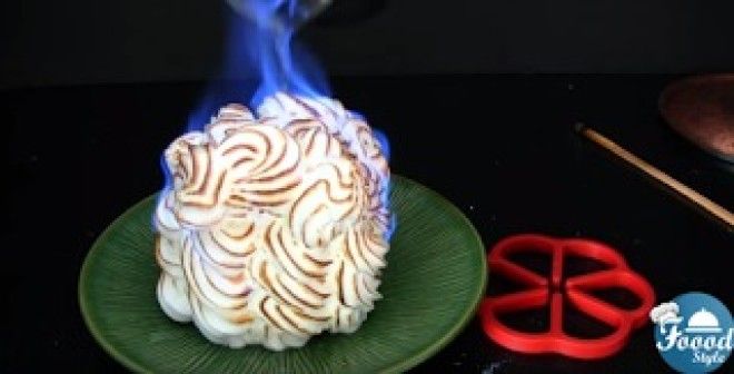 What's sweet, frozen, yummy, and set on fire?