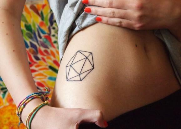 Happiness with geometric tattoos