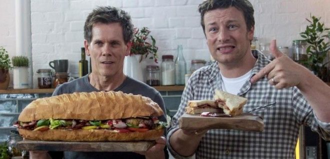 Jamie Oliver and Kevin Bacon