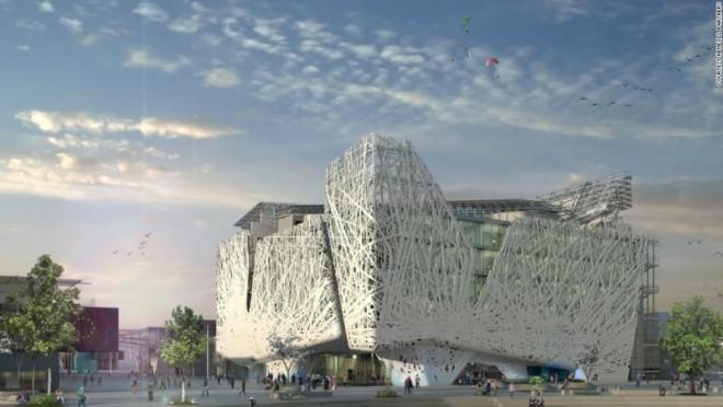 9000 square meters of concrete facade